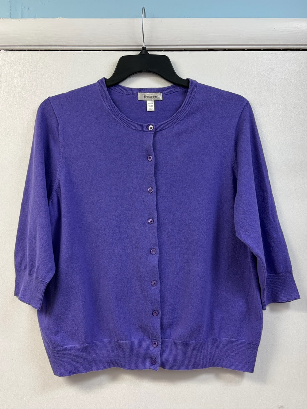 dressbarn Vibrant Purple Button-Front Cardigan